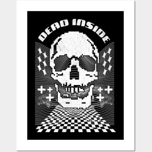 Dead Inside Y2K Cyberpunk Skull Back Print Posters and Art